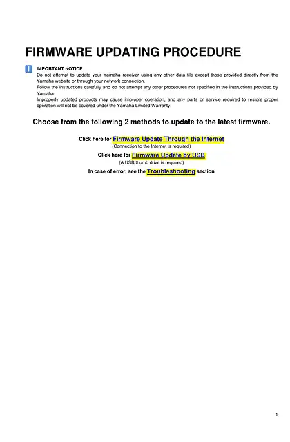 yamaha雅马哈RX-A3040 Firmware Update Installation Manual